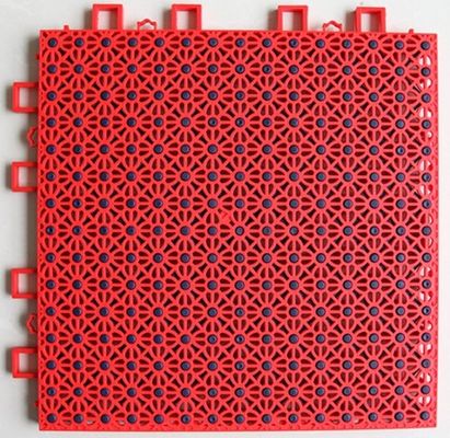 16mm PP Interlocking Sports Flooring , Red Interlocking Basketball Court Tiles