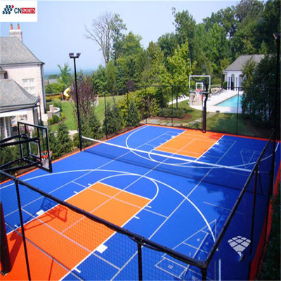 Antislip PP Interlocking Sports Flooring , Blue Interlocking Tennis Court Tiles